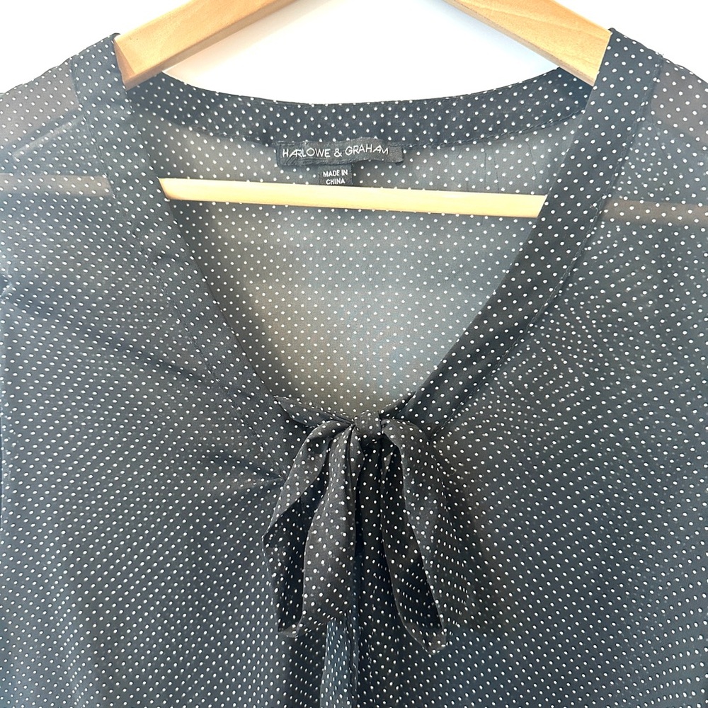 Harlowe & Graham Black Polka Dot Blouse